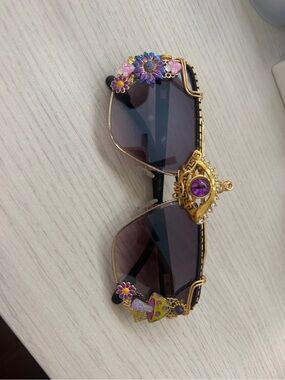 Women's Festival Sunglasses in Purple with Gold Accents (Handmade & Unique)